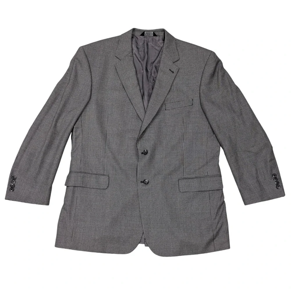 Jos A Bank Signature Collection Grey Houndstooth Wool Sport Coat Blazer 46 LG‎